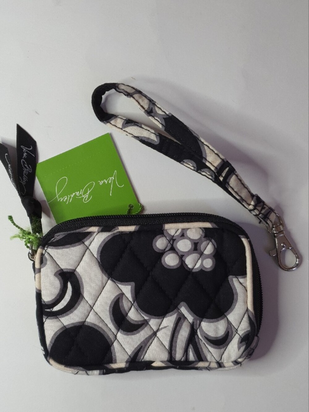 Vera Bradley Black & White Quilted Floral Zip Pouch